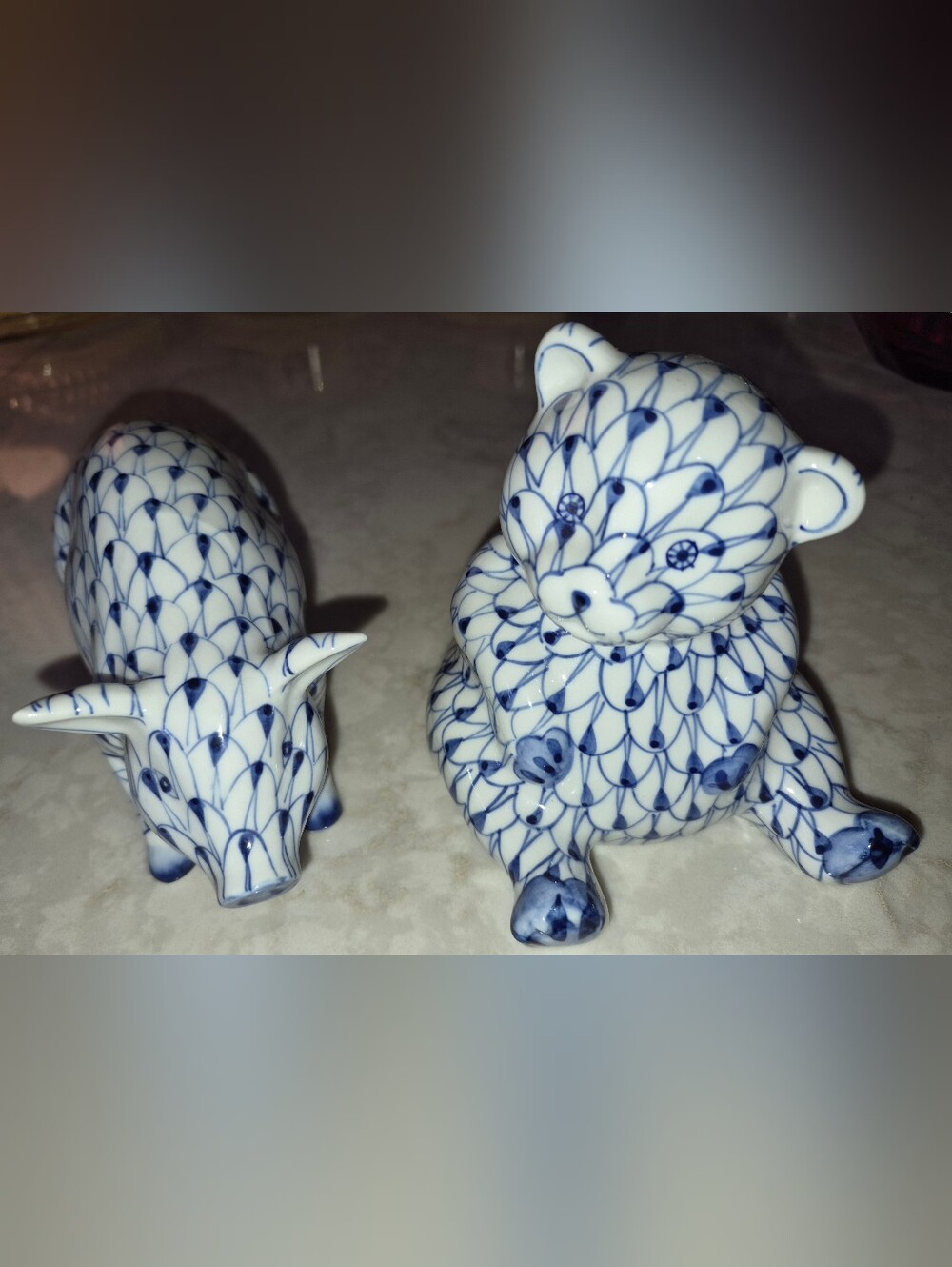 Vintage Porcelain Pig & Bear made by Andrea by Sadek